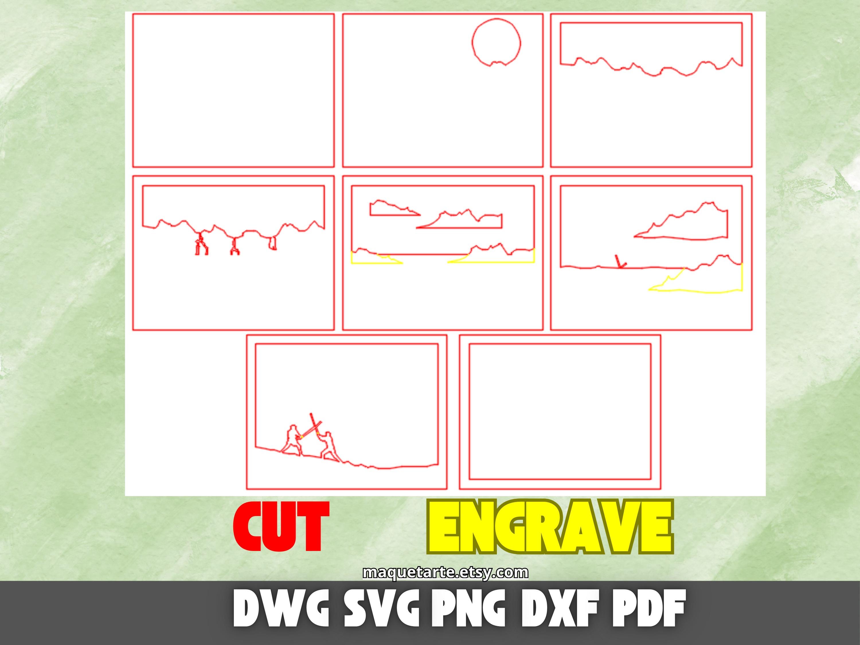 STAR WARS SVG, Dxf, Png, Dwg Pdf Cut Layer Silhouette Multilayer Svg ...