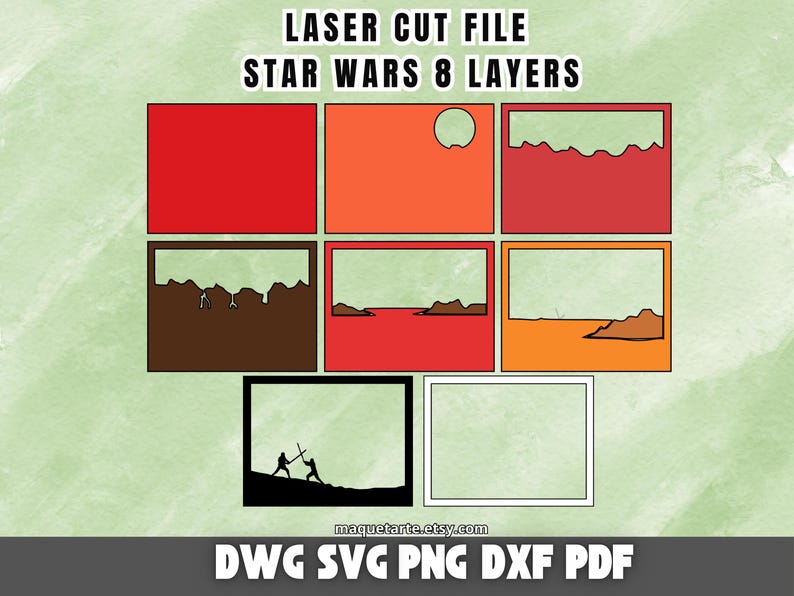 STAR WARS SVG, Dxf, Png, Dwg Pdf Cut Layer Silhouette Multilayer Svg ...
