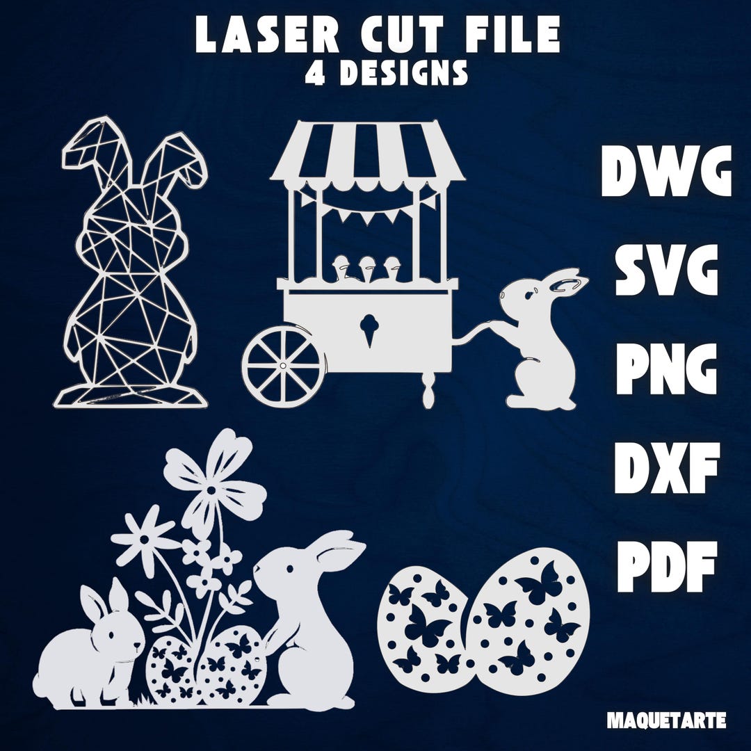 Easter Rabbits SVG Laser Cut File for Glowforge Cricut Floral Rabbits ...