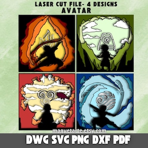 AVATAR ANIMEE SVG, dxf, png, dwg pdf cut layer Silhouette Multilayer Svg, 3DLayer svg Files,Laser Cut Template Files, Layered cnc Router svg