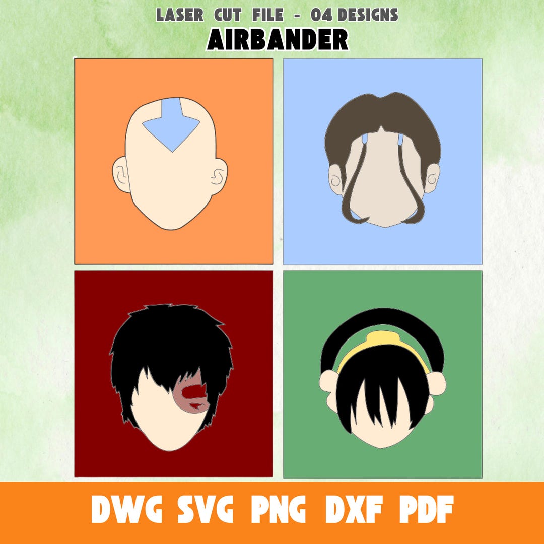 ANIME CHARACTERS SVG Airbander Dxf Png Dwg Pdf Cut Layer Multilayer Svg ...
