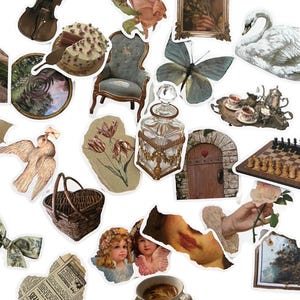 Juego de 50 pegatinas estéticas de la época: atemporales, elegantes y con un toque de cuento de hadas. Pegatinas impermeables para portátil, botella de agua, tableta y planificador.