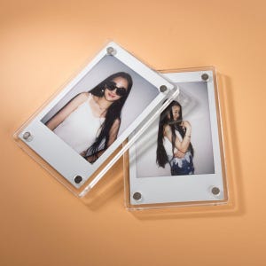 ACRYLIC PHOTO MAGNET | Clear Personalized Picture Magnet for Fridge or Office | Refrigerator Magnet | Mini Instax Frame