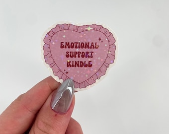 Reading Sticker | Holographic Emotional Support Kindle Sticker | Waterproof Kindle Planner | Vinyl Glitter Sticker | Fantasy Bookish Gift