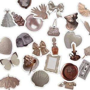 Juego de 50 pegatinas estéticas vintage: romance, elegancia y renacimiento. Pegatinas impermeables para portátil, botella de agua, tableta y planificador.
