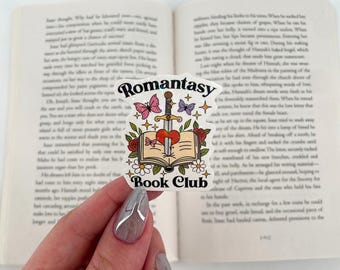 Reading Sticker | Holographic Romantasy Book Club Sticker | Waterproof Kindle Planner | Vinyl Glitter Sticker | Fantasy Reader Bookish Gift