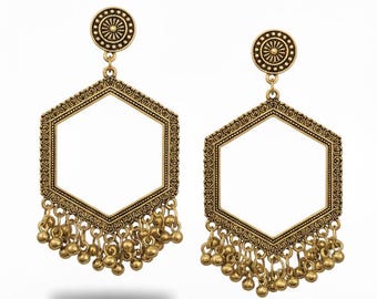 Golden Jhumka Base Earrings: Traditional Indian Style