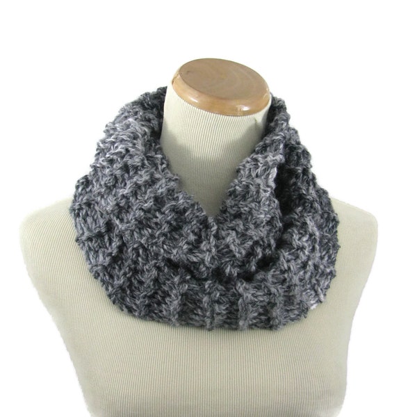 Hand Knit Cowl, Neck Warmer, Knit Scarf, Bulky Scarf, Circle Scarf, Infinity Scarf, Gray Cowl, Tweed Cowl, Gift Idea