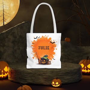 Personalized Kids Trick or Treat Bag: Custom Halloween Pumpkin Tote