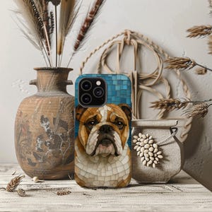 Bulldog Mosaic iPhone Charging Case, English Bulldog Mom Gift, Dog Phone Case, Dog Lover Gift, Cute English Bulldog