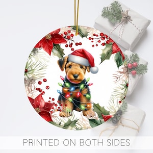 Ceramic Airedale Terrier Christmas Ornament: Dog Lover Gift