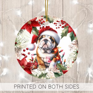 English Bulldog Christmas Ornament: Double-Sided Ceramic Dog Lover Gift