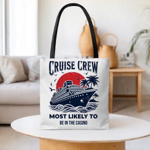 Cruise Crew Tote Bag, Most Likely To Design, Personalized Cruise Gift, Vacation Tote Bag, Family Cruise 2025, Friends Vacation