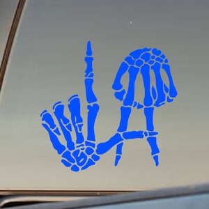 LA Bones - Skeleton Fingers Decal - Los Angeles Graffiti Decal, Reflective Dodgers Decal, Dodgers Sticker