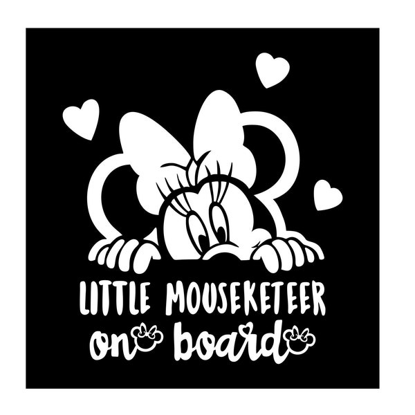 BRIGHT REFLECTIVE - Minnie Mouse Little Mouseketeers On Board Decal - Free Domestic Shipping