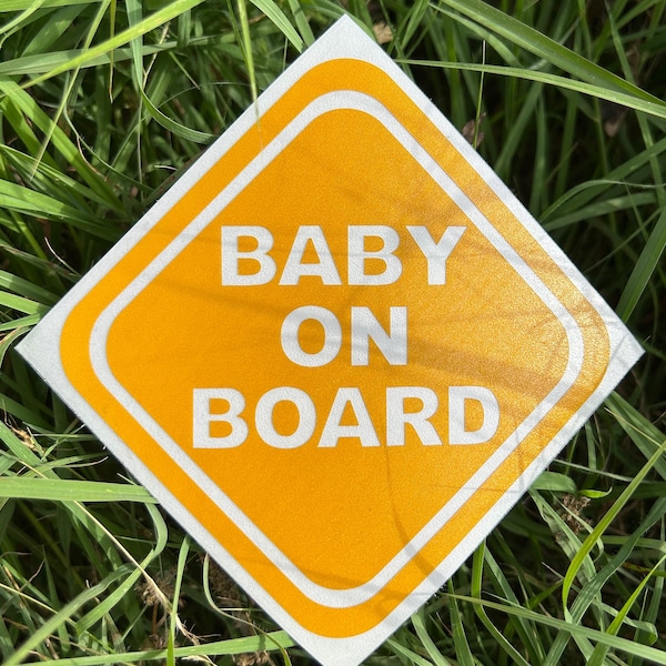 BRIGHT REFLECTIVE - Baby On Board Decal - Free Domestic Shipping