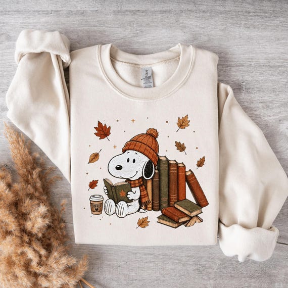 Fall Reading Sweatshirt, Cozy Book Lover Puppy Sweatshirt or Hoodie, Autumn Coffee and Books Outfit, Librarian Teacher Fall Gift