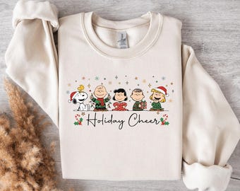 Holiday Cheer Christmas Shirt, Festive Friends Sweatshirt, Cute Family Xmas Hoodie, Retro Winter Crewneck, Christmas Gift
