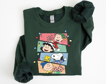 Retro Christmas Friends Shirt and Sweatshirt, Holiday Lights Collage, Candy Cane Design, Vintage Festive Winter Gift