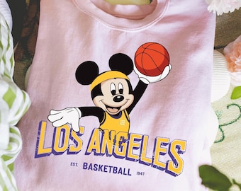 Los Angeles Basketball Shirt or Sweatshirt, Mickey Disney Basketball Sweatshirt Hoodie, LA Basketball Fan Apparel, Game Day Casual Crewneck