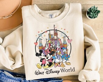 Walt Disney World Sweatshirt, Retro Disney Sweater, Retro Mickey Friends Sweatshirt, Disney Family Trip  Sweater, Disneyworld Epcot Sweater