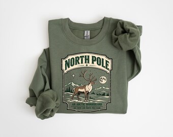 North Pole Christmas Shirt or Sweatshirt, Arctic Wonderland Sweatshirt, Vintage Winter Landscape Tee, Rustic Holiday Gift