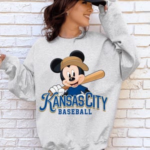 Retro Mickey Kansas City Baseball Sweatshirt and Hoodie, Mickey Royal Sweatshirt, Comfort Colors® KC Baseball Shirt, Kansas City Baseball image 3