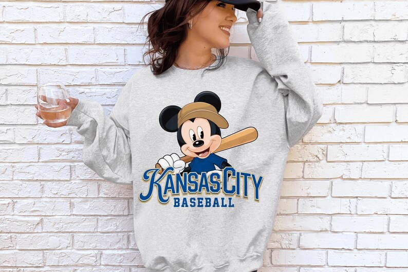 Retro Mickey Kansas City Baseball Sweatshirt and Hoodie, Mickey Royal Sweatshirt, Comfort Colors® KC Baseball Shirt, Kansas City Baseball image 3