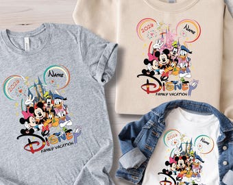 2026 Disney Family Trip Shirt or Sweatshirt , Custom Name Mickey Minnie Vacation Shirt, Disney World Family Matching Shirt or Sweatshirt