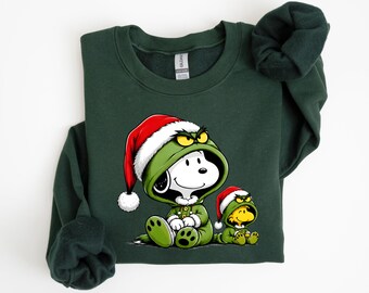 Christmas Green Hoodie Sweatshirt, Funny Holiday Shirt, Cute Christmas Character Sweatshirt, Festive Winter Shirt and Hoodie