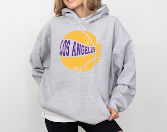 Los Angeles Basketball Shirt or Sweatshirt, Retro LA Hoop Tee, Vintage Distressed Basketball Tee, Los Angeles Sports Fan Shirt, Game Day Top