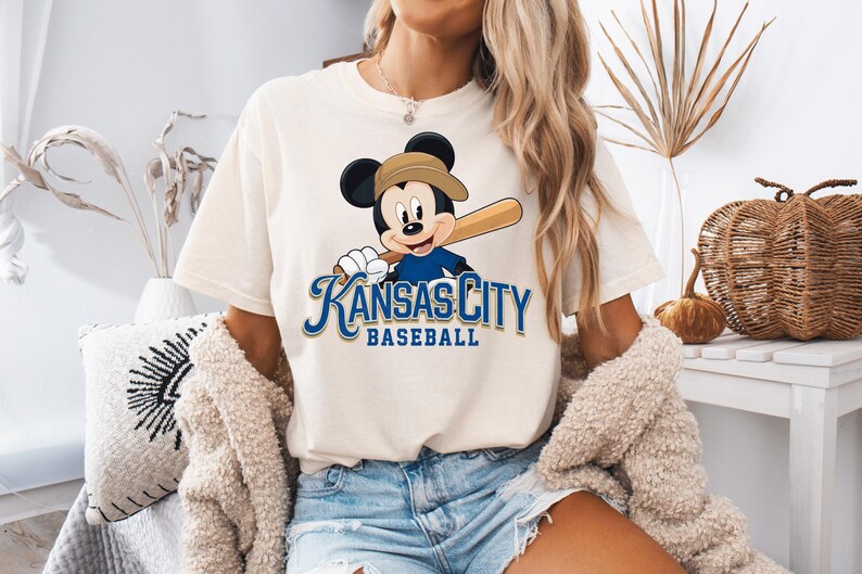 Retro Mickey Kansas City Baseball Sweatshirt and Hoodie, Mickey Royal Sweatshirt, Comfort Colors® KC Baseball Shirt, Kansas City Baseball image 4