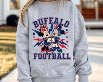 Disney Mickey Minnie Buffalo Football Kids Shirt, Buffalo Youth Game Day Sweatshirt, Cute Family Matching Fan Tee