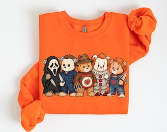 Spooky Horror Friends Shirt and Sweatshirt, Halloween Character Group Tee, Scary Movie Night Crewneck, Creepy Costume Fan Gift