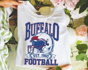 Buffalo Football Sweatshirt | Vintage Est. 1960 Helmet Graphic Pullover | Retro Game Day Crewneck
