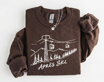 Apres Ski Mountain Shirt, Vintage Ski Lift Sweatshirt, Minimalist Alpine Winter Hoodie, Retro Mountain Vacation Gift