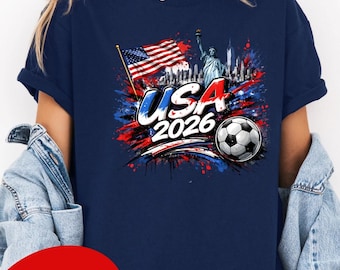 USA 2026 Soccer Shirt, USA Fan Tee, Matching Family Shirts, Kids & Adults Football Shirt, USA Flag Patriotic Futbol Gift