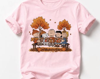 Cute Autumn Cartoon Friends Shirt or Sweatshirt, Cozy Fall Coffee Graphic Tee, Pumpkin Harvest Sweatshirt, Thanksgiving Fall Season Gift