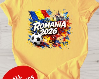Romania 2026 Soccer Shirt, Romania Fan Tee, Matching Family Shirts, Kids & Adults Football Shirt, Romania Flag Futbol Gift