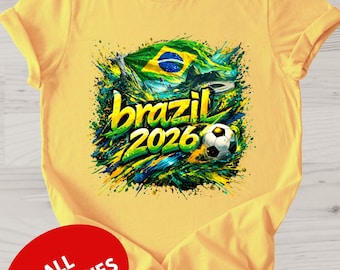 Brazil 2026 Soccer Shirt, Brazil Football Fan Tee, Matching Family Shirts, Kids & Adults Brazil Shirt, Brazil Flag Soccer Gift, Fan Apparel