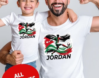 Jordan Soccer Shirt 2026, Matching Family Football Shirts, Kids & Adults Fan Apparel, Jordan Flag Futbol Tee, Supporter Gift