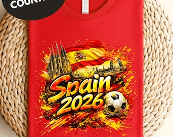 Spain 2026 Soccer Shirt, Spain Football Fan Tee, Matching Family Shirts, Kids & Adults Spain Shirt, Spain Flag Soccer Gift, Fan Apparel