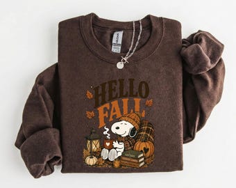 Hello Fall Sweatshirt, Cozy Pumpkin Coffee Shirt, Autumn Reading Tee, Thanksgiving Gift for Fall Lovers