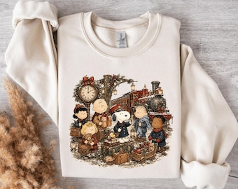 Christmas Train Shirt, Vintage Holiday Friends Sweatshirt, Winter Railway Hoodie, Festive Family Crewneck, Cute Xmas Travel Gift