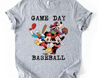 Mickey and Friends Game Day Shirt | Baseball Disney Family Tee | Sports Fan T-Shirt | Mickey Minnie Donald Goofy Pluto | Stadium Outfit