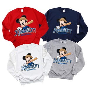Retro Mickey Kansas City Baseball Sweatshirt and Hoodie, Mickey Royal Sweatshirt, Comfort Colors® KC Baseball Shirt, Kansas City Baseball image 2