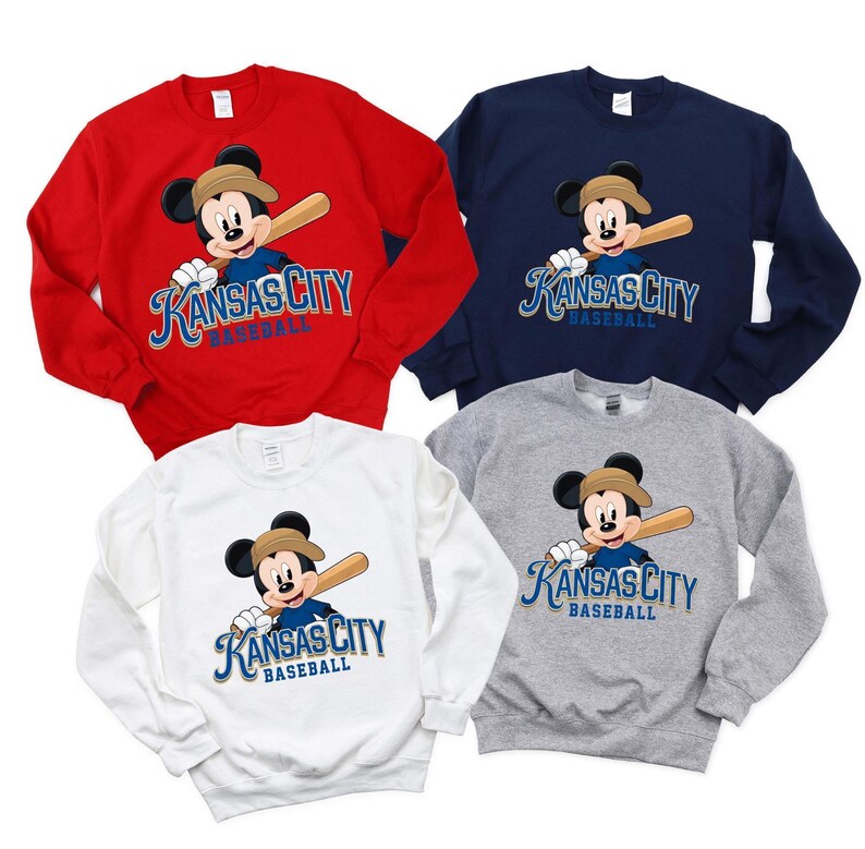 Retro Mickey Kansas City Baseball Sweatshirt and Hoodie, Mickey Royal Sweatshirt, Comfort Colors® KC Baseball Shirt, Kansas City Baseball image 2