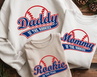 Matching Family Baseball Shirts, Daddy Mommy Rookie of the Year Outfits, Baseball Season Family Matching Tees