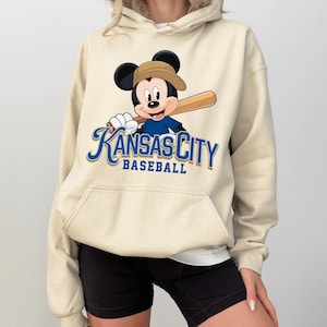 Retro Mickey Kansas City Baseball Sweatshirt and Hoodie, Mickey Royal Sweatshirt, Comfort Colors® KC Baseball Shirt, Kansas City Baseball image 1