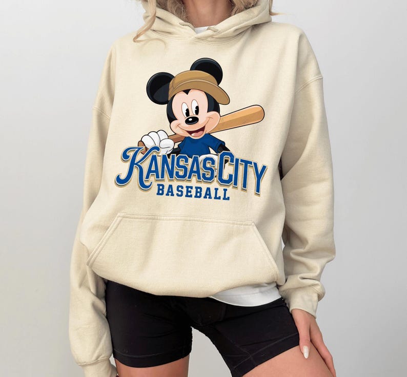 Retro Mickey Kansas City Baseball Sweatshirt and Hoodie, Mickey Royal Sweatshirt, Comfort Colors® KC Baseball Shirt, Kansas City Baseball image 1